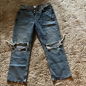 Zara Blue Distressed Boyfriend Jeans